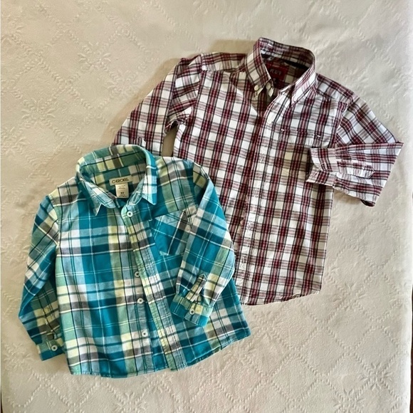 BOYS, PLAID, LONG SLEEVE, BUTTON DOWN SHIRTS. SIZE 4 & SIZE 4T. - Picture 2 of 7